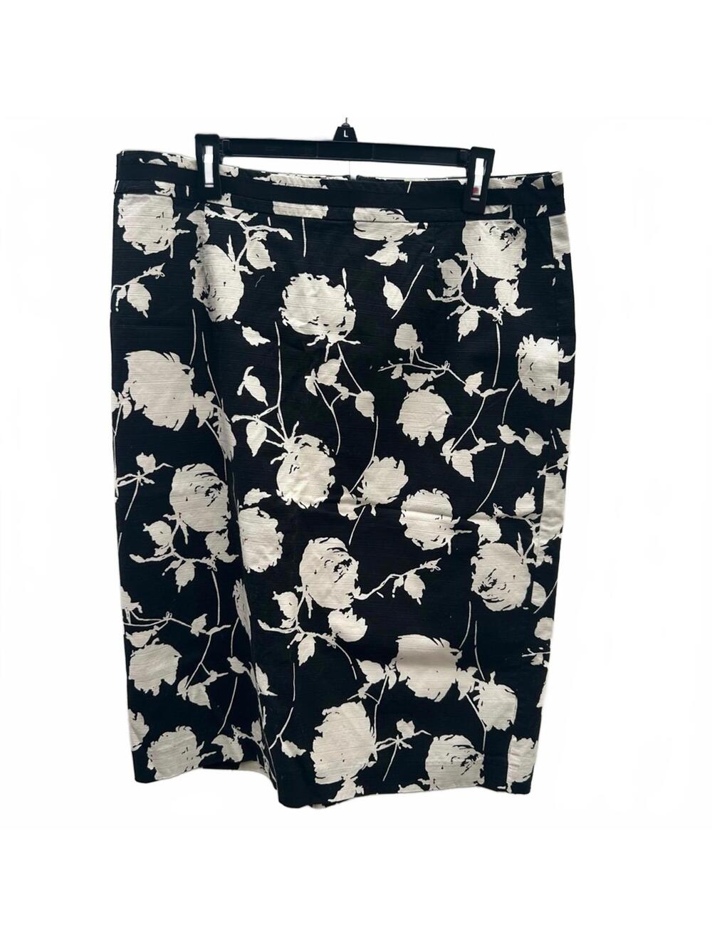 Boden Black & White Floral Print Ludlow Pencil Skirt | Size 14L